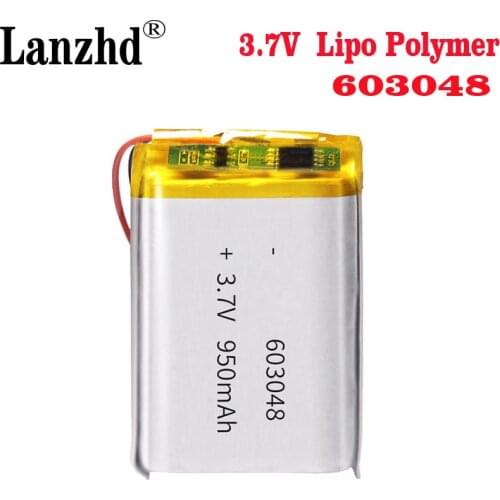 3.7V 950mAh Rechargeable Battery 603048 Lithium Polymer Li-Po li ion cells For LED Light DVD GPS MP3 MP4 MP5 PDA PSP power bank