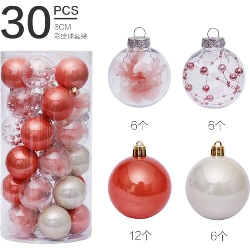 30Pcs/Barrel 6cm Christmas Ball Hanging Tree Ball Ornaments for Xmas Party Festival Decoration