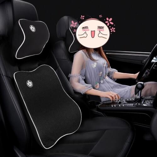 Car Neck Headrest Pillow Seat Back Waist Rest Lumbar Cushion 3D Memory Foam Head Support Holder Headrest Cotton Tour Accessories