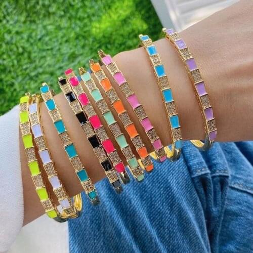 3PCS, Punk Colorful Enamel Cuff Bangles For Women Girls Gothic Geometric Bangles Bracelet Punk Jewelry
