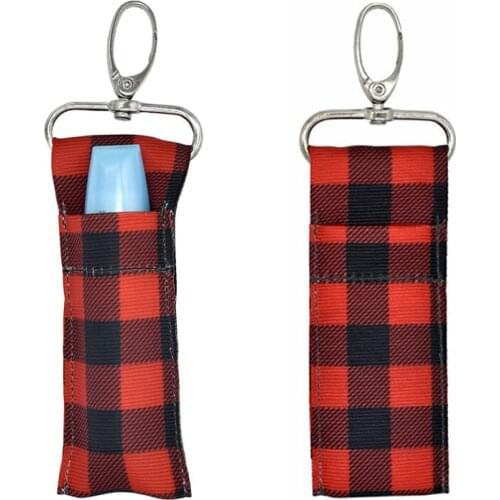 New Design Printed Lipstick Keychain Women Mermaid leopard letters Lipstick Holder Keychain Lip Balm Chapstick Pouch Key Ring