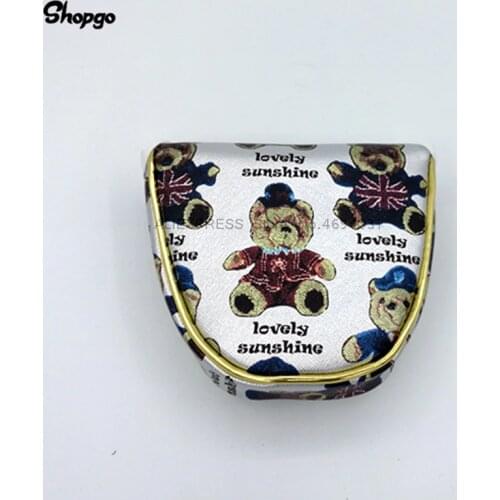 [2 Colors] Little Bear Mallet Golf Putter HeadCovers 13x11.5cm Outdoor Waterproof Accessories Golf Covers