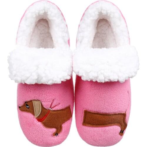 Adult House Slipper Socks/Winter Plush Cozy Non Skid Soft Sole Slippers with Grippers/Funny Gifts Booties Dachshun