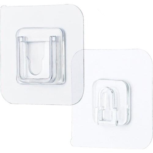 Double-Sided Self Adhesive Wall Hooks Hanger Strong Transparent Suction Cup Sucker Door Storage Kitchen Holder Bathroom
