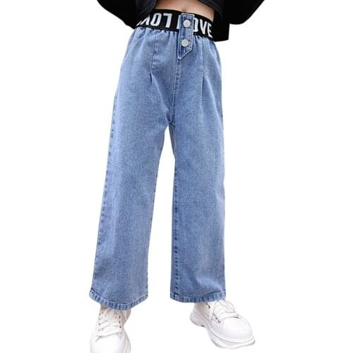 Jeans Girl Letter Kids Jeans Girls Spring Autumn Kids Jeans Casual Style Clothes For Girls 6 8 10 12 14