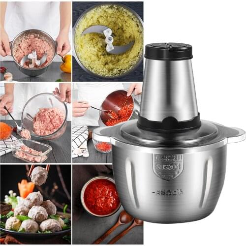 Electric Meat Grinder 2L Stainless Steel Food Processor for Meat Vegetables Fruits Nuts 2-Speed Control Food Chopper