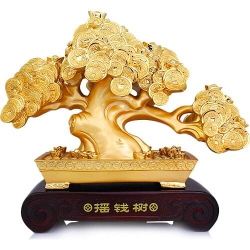 Feng shui Lucky tree statue cash cows become rich tree opened a housewarming gift sitting room TV cabinet office decoration