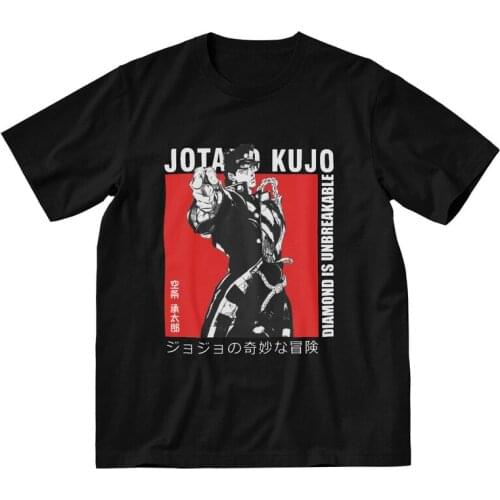 Jojo Bizarre Adventure Jotaro Kujo T Shirt Men Cotton Printed T-shirts Graphic Tshirt Short Sleeve Anime Manga Tees Tops