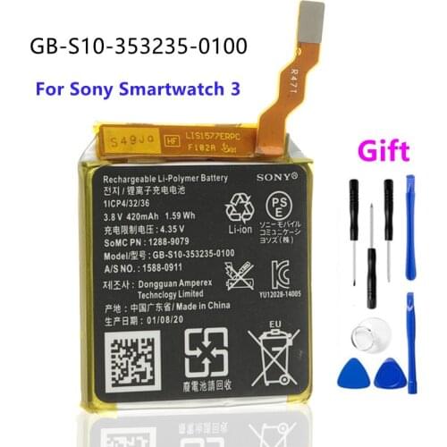 GB-S10-353235-0100 420mAh Original Battery SWR50 For SONY Smart Watch 3 SW3 SWR50 3SAS Rechargeable Battery 420mAh + Tools
