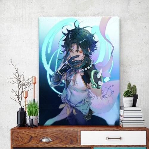 Genshin Impact game Xiao anime Character Canvas Pictures Home Decoration Paintings Poster HD Prints Wall Art Modular Living Room