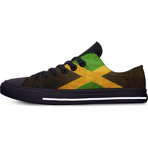 Jamaica Jamaican Flag Patriotic Cool Funny Fashion Casual Cloth Shoes Low Top Lightweight Breathable 3D Print Men Women Sneakers