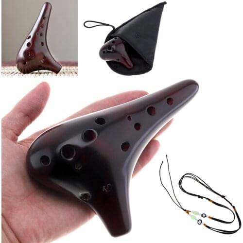 12 Holes Alto ToneC Ocarina Flute Ceramic Musical Instruments Professional Smoked Burn