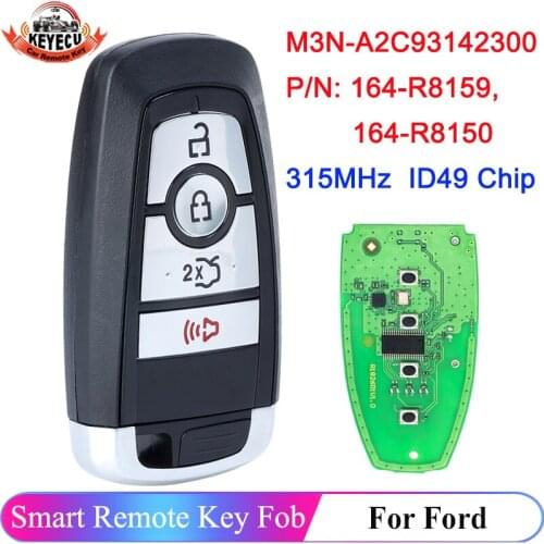 KEYECU 4 Button M3N-A2C93142300 for Ford Edge Explorer Fusion Mustang 2017-2020 Smart Remote Key Fob 164-R8150 164-R8159 315MHz