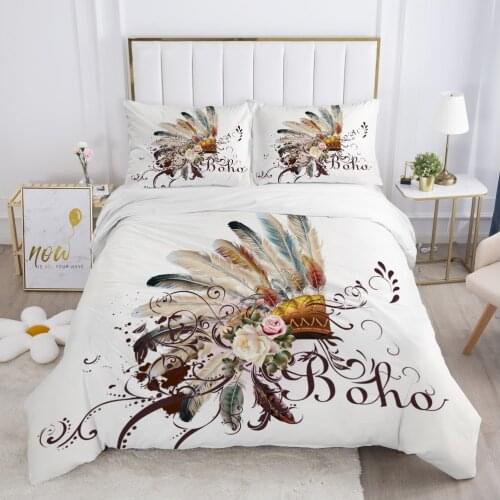 King size bedding set Duvet cover set pillow case 50x70 Bed linens Bed cover 240x220 240x260 200x200 Indian feather
