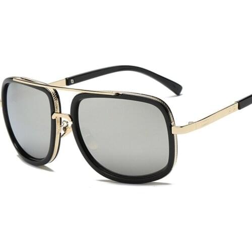 Fashion Goggles Sunglasses Classic Flat Top Mirror Sun Glasses Square Gold Male Female Superstar Oversized Men Sunglasses Women