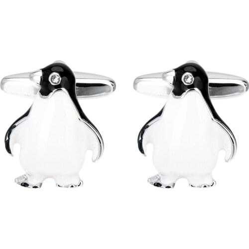 Men Elegant Penguin Animal Shape Copper Enamel Cufflinks Party Wedding Gift