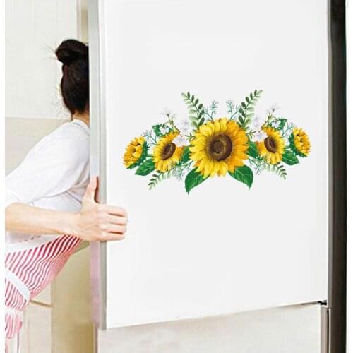 Sunflower Pattern Wall Sticker Room Decoration Cabinet Door Wall Ornament