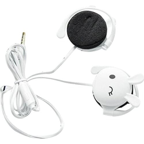 Cute Lovely Cartoon Rabbit 3.5mm On-Ear Stereo Hanging Ear Earphones Candy Color Earbud With Mic For All Phones