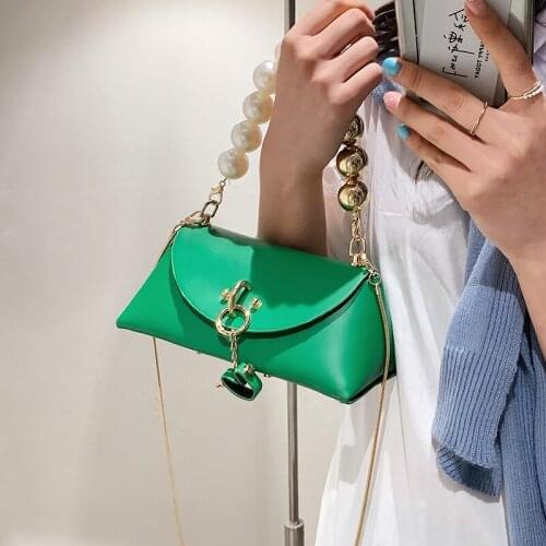 2022 Spring New Hhigh-quality PU Leather Womens Designer Handbag Chain Shoulder Messenger BagSweet Lady Pearl Mini Tote bag