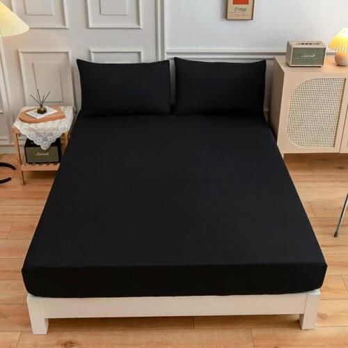 Solid Fitted Sheet Mattress Cover with all-around Elastic Rubber Band Bed Sheet (Pillowcase Need Order)