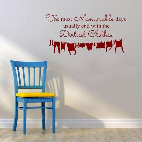 Memorable Days Laundry Decor Vinyl Wall Decal Wall Stickers For Bathroom Simple Cute FunnyIn Style Waterproof Wallpapers C200