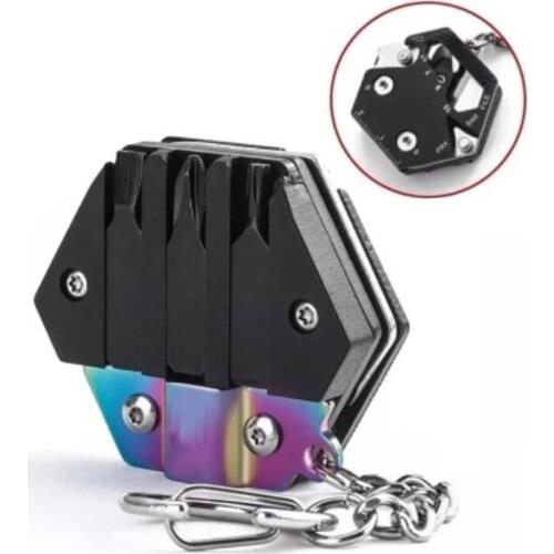 EDC Gear Fold Mini knife Hexagon Coin keychain Outdoor Parcel Box Letter Peel Opener Open Utility Camp Package Gadget Pocket