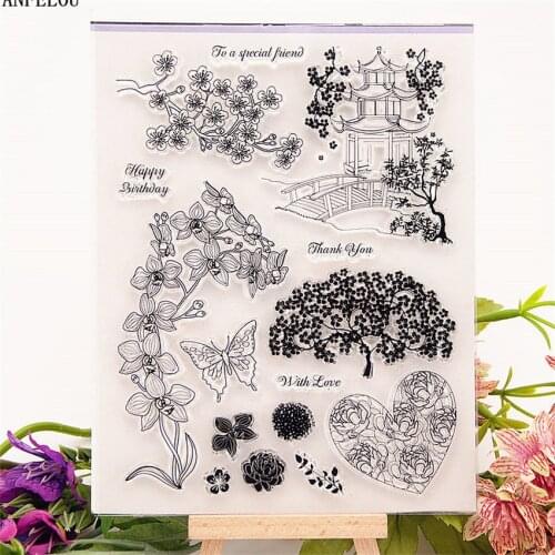 Chinese Gardens Transparent Silicone Rubber Clear Stamps Cartoon For Scrapbooking/DIY Easter Wedding Album