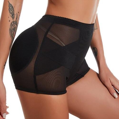 S-3XL X Cross-Elastic Butt Lifter Briefs Removable Padded Body Shapers Mesh Women Hip Enhancer Sports Knickers