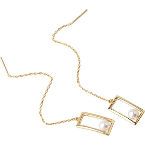 Pearl Rectangle Line Earrings,Thomas Style Fashion Autumn Jewerly For Women,2021Ts Gift In 925 Sterling Silver,Super Deals
