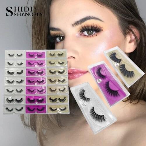 SHIDISHANGPIN 1Box 3D Mink Eyelashes Natural Long Mink False Lashes Hand Made 3D False Eyelashes Fluffy Makeup Full Strip Lashes