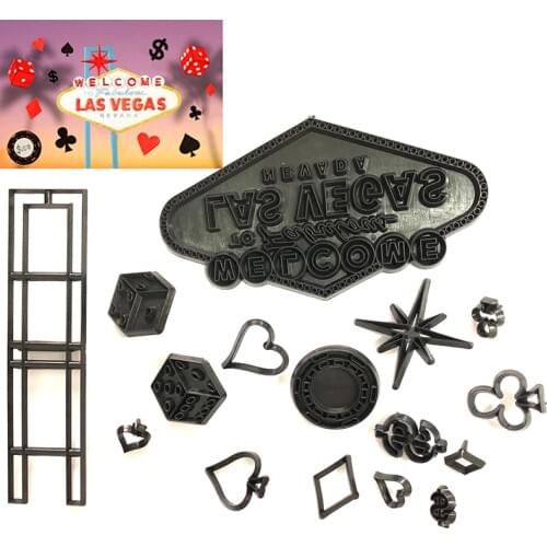 Casino Theme Cookie Cutter Plastic Pastry Mould Fondant Cutter Mold Cake Decorating Tools Poker Candy Baking Cake Stamping Mold