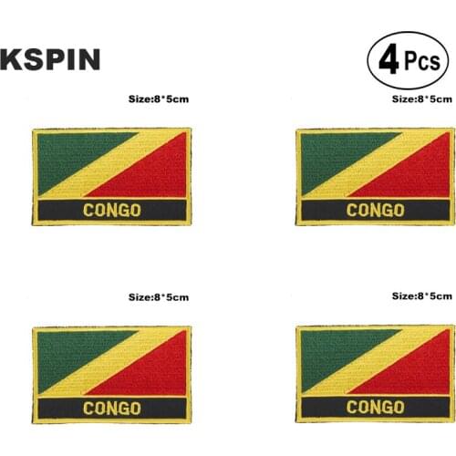 Congo Rectangular Shape Flag Iron on Saw on Patches Embroidered Flag Patches National Flag Patches for Clothing