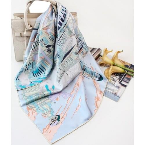 Twill Silk Scarf Square Headband Neck Scarves For Ladies Female Bandana Shawls Dropship 90/140cm