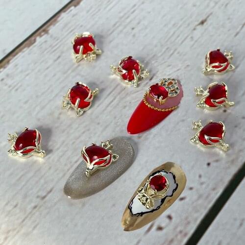 [Beautizon] Nail jewelry 3D Alloy high quality zircon Red Crystal rhinestones Metal Manicure Nails DIY Accessories Nail Decor