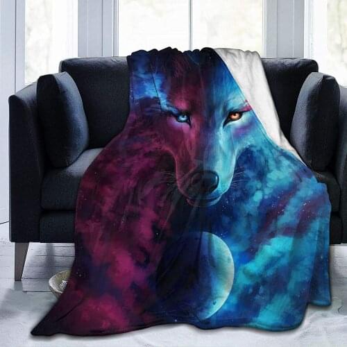 Wolf Fleece Throw Blanket Plush Soft Throw for Bed Sofa, 80"X60" for bedroom livingroom cute blanket blanket throw