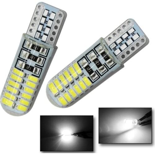 Yiastar 100pcs New Car LED T10 194 W5W t10 24SMD 3014 led t10 w5w Silicone shell t10 24LED auto Side Wedge Lamp Parking Bulb 12V