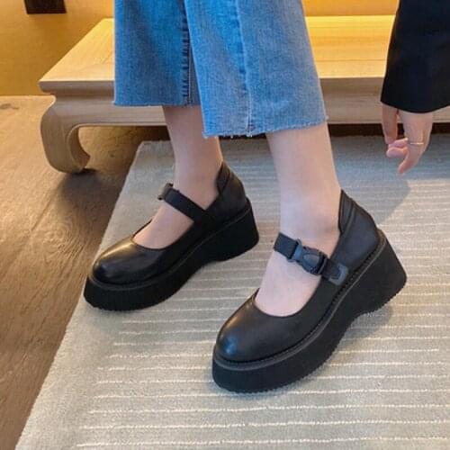 Buckle Fashion Slope With Black Temperament Ladies Small Leather Shoes Summer Hot Sale Korean Work Shoes Single Shoes