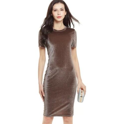 2021 Women Elegant Slim Pencil Office Dress Spring Summer Round Neck Short Sleeve Plus Size Womens Knee-length Party Dresses XXL