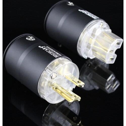 1Set 6N Copper HIFI Audio Adapter 24K Gold Plated US Power Plug IEC Connector for Amplifier Power Cable