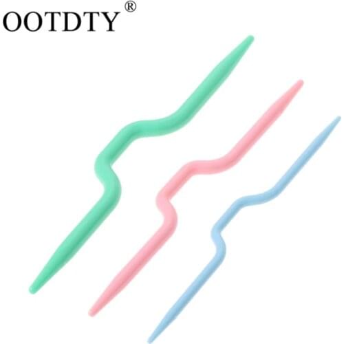 1set(3pcs) Plastic Twist Curved Needles Scarf Sweater Knitting DIY Weaving Tool Craft 2018