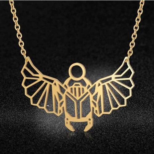 100% Stainless Steel Animal Scarab Fashion Necklace for Women Special Gift Unique Design Pendant Necklaces Wholesale
