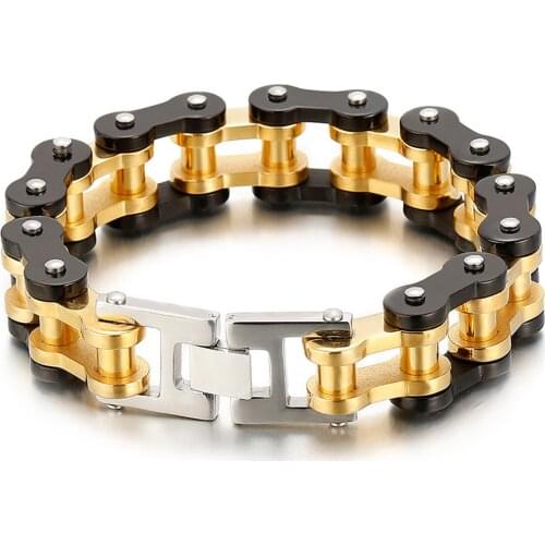 21mm 9inch long New Design Punk Stainless steel Bracelet For Man Motorcycle Bike Bicycle Chain Jewelry Bangle Popular style