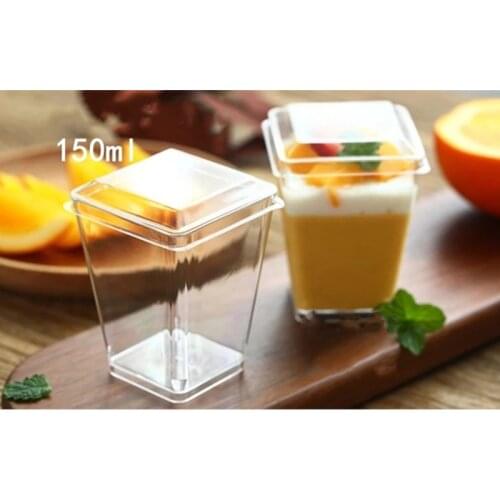25Pcs 150ml large Mousses Dessert Cup Clear Pudding CupWedding Supplies Party Accessories Disposable Plastic Tableware