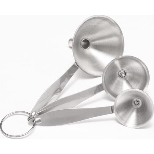 3pcs Premium Food Grade Stainless Steel Funnel Filling Salt Flask Beer Liquid Oil Filter Funnel Kitchen Tools Saving Space