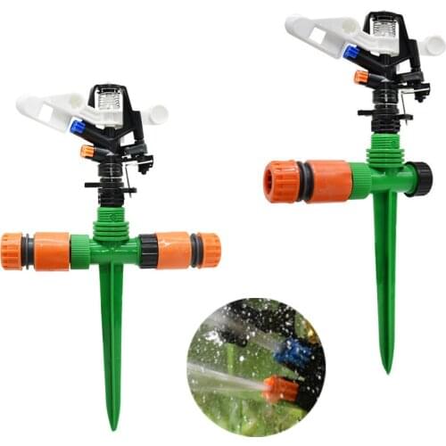 360 Rotation Rotate Water Sprinkler With Spike Plastic Support Adjustable Angle Rocker Arm Nozzle And Nozzle Holder 1pcs