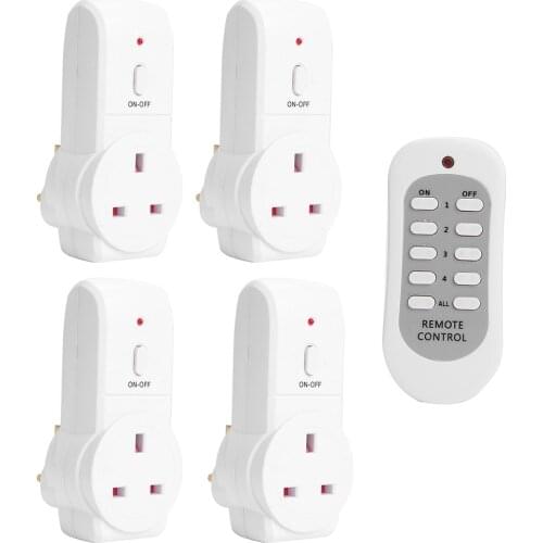 4pcs UK Plug Exquisite Craftsmanship Sturdy Durable Wireless Remote Control Smart Socket Electrical Outlet Light Switch