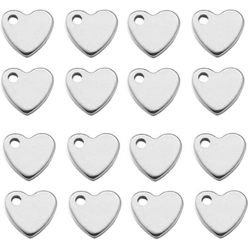 50Pcs Stainless Steel 6*7mm/9*10mm Heart Charm Jewelry Tags Making Bracelet Necklace Jewelry DIY Findings