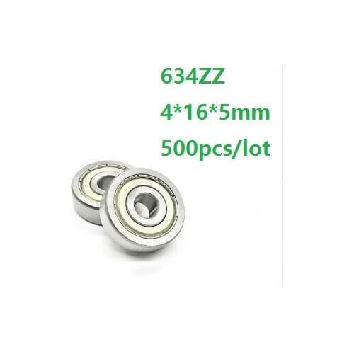 500pcs/lot 634ZZ 634-ZZ 634 ZZ Z 4*16*5mm Deep Groove Ball bearing Miniature Mini Ball Bearings 4x16x5mm 634Z
