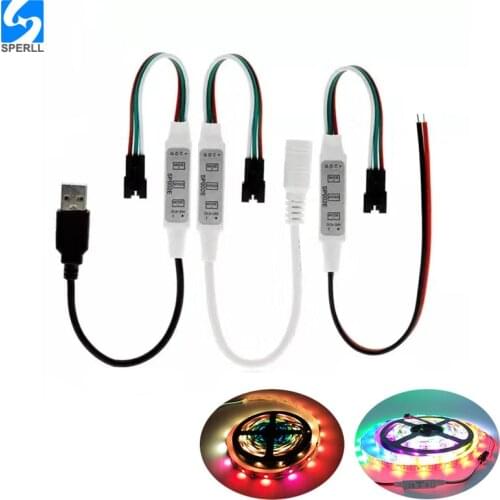 600px SP002E Mini LED Controller USB RGB LED Controller 3 Key Button Control For WS2812B UCS1903 SK6812 LED Strip Module Lights