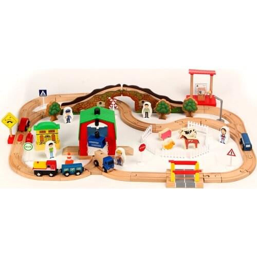 68pcs farm small train track car building block track train toy set compatible with wooden small train track children train game